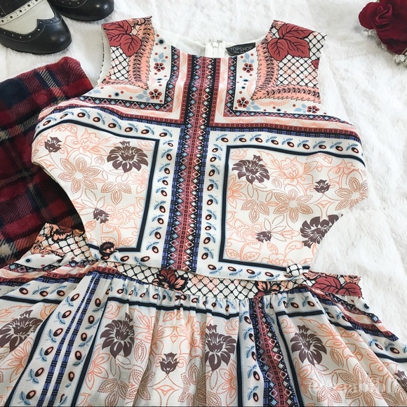 Topshop Scarf Print Pinafore Cut Out Sundress - Picture 7 of 8